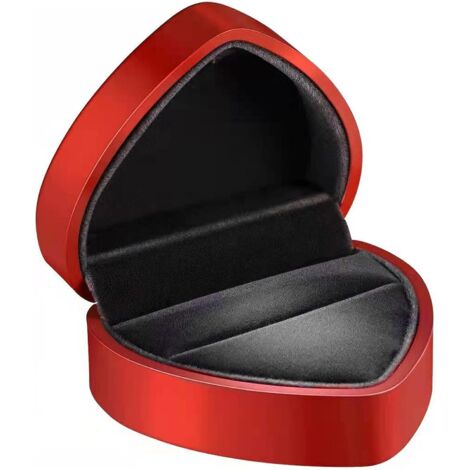 Wedding Ring Box, Velvet Heart Shaped Ring Box, Heart Shape Valentine's Day Wedding Storage Ring Box for Wedding, Engagement, Valentine's Day (Red) (1/5)