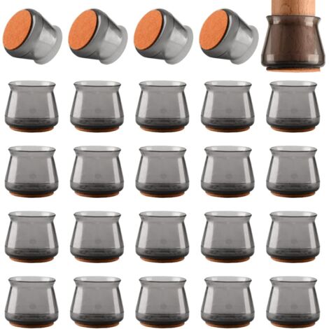 24 Pieces Chair Leg Protectors, Round Chair Leg Protectors, Chair Leg Caps with Felt Pads, Silicone Chair Pads for Chairs/Furniture - Anti-Scratch Chair Tip (1/5)