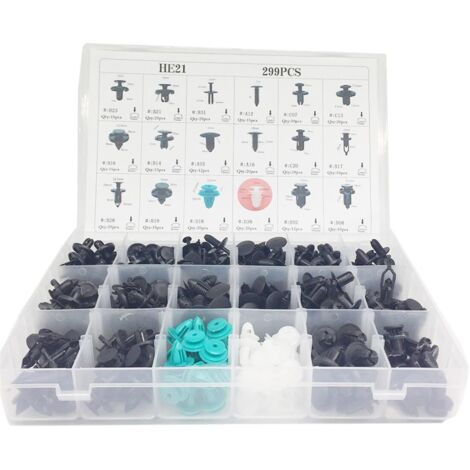 299pcs Plastic Clips Rivets Trim Bumper Auto Car Door Panels Universal with Storage Box - RWAuto and Moto ›Auto Parts› Interior ›Bolts and Nuts (1/5)