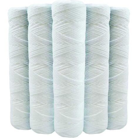 CCYKXA Pack of 5 9 inch 3/4-20 micron Bobbin Wound Water Filter Cartridges Anti Sediment Compatible with 10 inch Filter