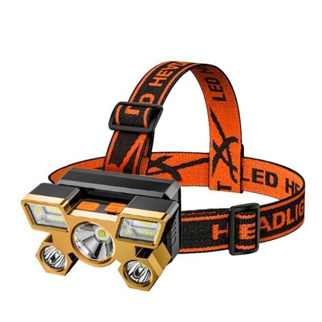 USB Rechargeable Headlamp 5 LED Headlight with Battery 90 Rotation Waterproof Head Torch for Work Outdoor Running Camping Fishing Hiking Cycling-Main Image Color (1/5)