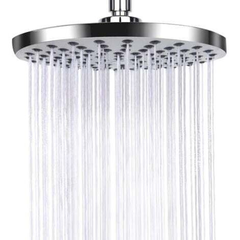 Pomme de Douche Anti Calcaire, Tête de Douche en Acier Inoxydable, Pommeau de douche à effet pluie, Pommeau de Douche Fixes Economie d'Eau et Haute Pression pour Salle de Bain, Argenté (1/5)