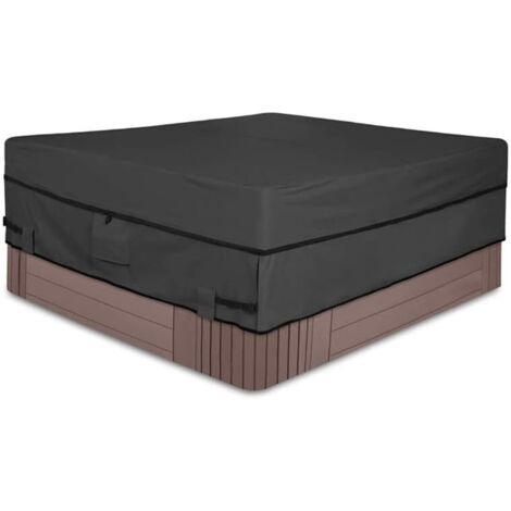 Square Garden Hot Tub Cover - Waterproof & Weatherproof 210D Polyester with PVC Coating - Charcoal Grey 76 x 76 x 20 in