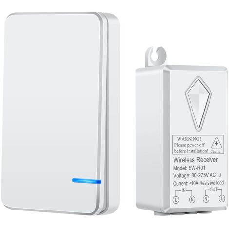 Wireless Switch, 433Mhz 220V Wireless Two-Way Micro Switch, No Wiring Required, IP66 Waterproof - 100m Range, On/Off Lighting with Wireless Switch (1/5)