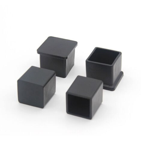 Lot de 10 Embouts de Pieds de Chaise carrés en Caoutchouc antidérapant pour protéger Le Sol des Meubles et des Tables 20 x20 mm, Noir (1/5)