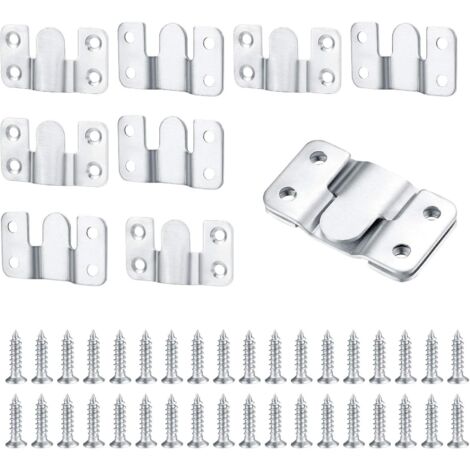 10 Pieces Concealed Flush Mount Bracket, Heavy Duty Interlocking Pendant Brackets, Furniture Connector, Stainless Steel Wall Hanging Hardware Hanging for Photos, Mirrors, Picture Display