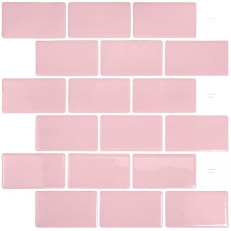 10pcs Subway Pink Self Adhesive Tiles Self Adhesive Backsplash for Kitchen and Bathroom 3D Brick Vinyl Adhesive Paper 12x12 inch