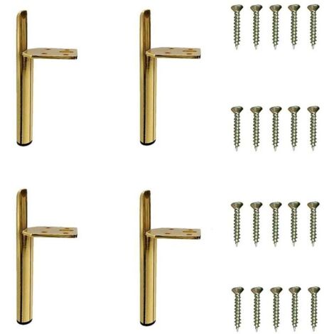 4 Pcs Gold Furniture Legs - 13cm Modern Cabinet Legs Replacement Feet for Table Bed with Screws