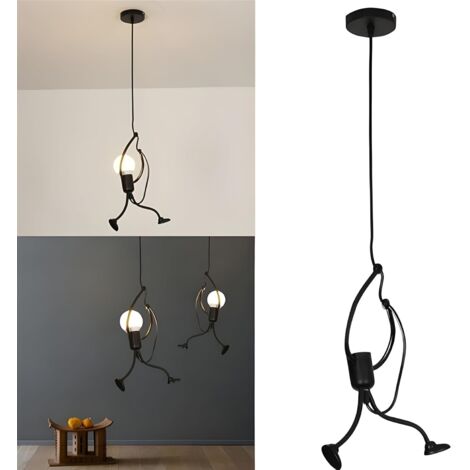 Black Metal Human Shape Pendant Light for Living Room/Bedroom, E27 Socket (Pack of 1) (1/5)