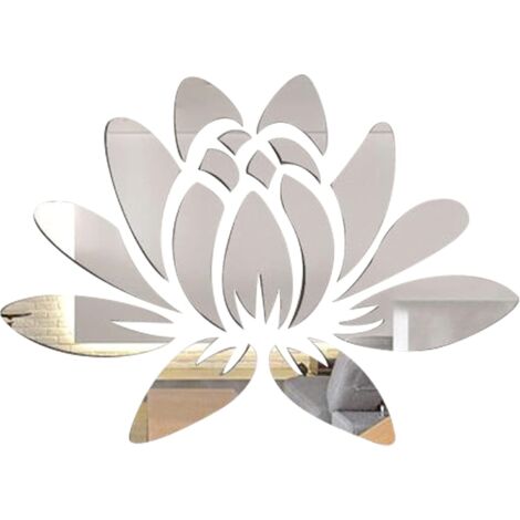 3D Acrylic Mirror Lotus Flower Wall Sticker Self Adhesive Wall Decals