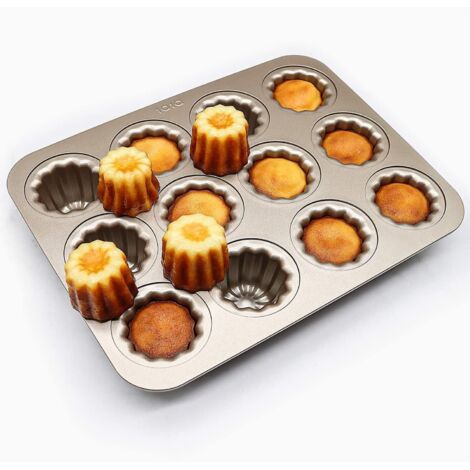 12 Cavity Non-Stick Carbon Steel Canelé Mold Canelés Baking Molds for Oven Cake Cup (1/5)