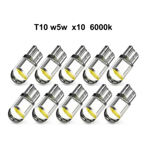 10 Pieces White,T10 w5w LED with 1 COB LED chip 12v DC 10 pieces white (1/5)