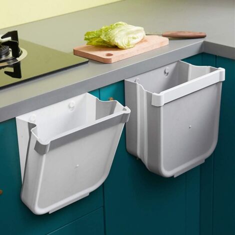 Foldable Kitchen Trash Can Door Kitchen Wall Mounted Trash Can for Car Home Office,Only One White. (1/5)