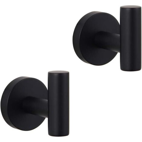 Matte Black Bathroom Robe Hook, SUS 304 Stainless Steel Single Towel/Robe Hook for Bathroom Kitchen Modern Hotel Style Wall Mounted 2 Pack