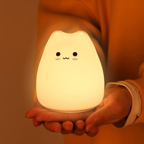 Baby Night Light Kawaii Children's Night Light Decor Girl's Room, 7 Colors Cat Night Light Baby Night Light Children's Bedside Lamp, Kawaii Cat Night Light Decor, BeBe Night Light Girl Gift (1/5)