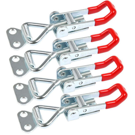 4 PCS Pince à Loquet Bascule Antirouille Loquets à Bascule Réglable Grenouillère à Levier 100kg de Charge pour Portes, Armoires, Valises (1/5)