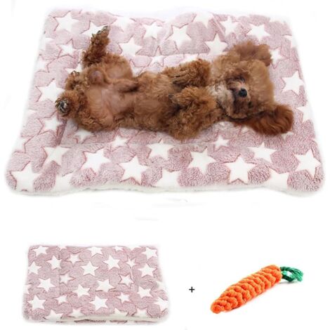 Washable Dog Cat Bed Mat Cute Print Thick Blanket Soft Warm All Seasons (49x32cm) Pink S(49x32cm) (1/5)