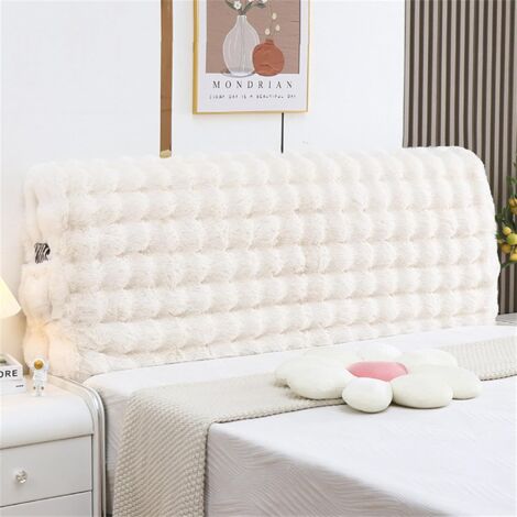 CCYKXA (160cm,Beige) Stretch Headboard Cover, Fluffy Headboard Protector Cover, Soft Headboard Cover, Washable Headboard Cover for Single Double King Beds