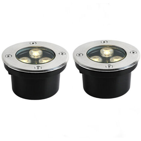 Outdoor Recessed Floor Spotlight Underground Lamp 2 PACK 3W IP65 Recessed Floor Lamps Outdoor Garden Lighting Lamp for Path Yard Garage, 230V Warm White
