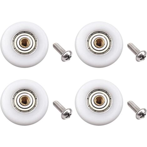 Lot de 4 roulettes de porte de douche – Pièce de rechange pour porte de douche coulissante en verre de salle de bain (diamètre du rouleau 23 mm) (1/5)