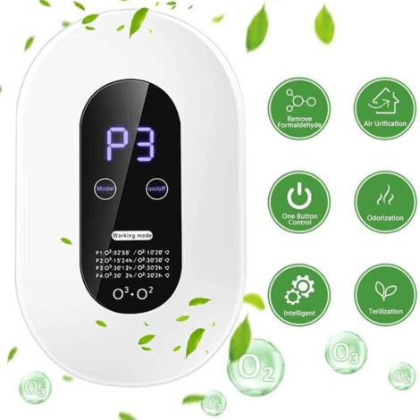 Ozone Generator, Mini Ozone Machine with 4 Modes Hanging Touch Screen, Portable Air Purifier with Energy Saving LED Display Anion Air Purifier for Home Office