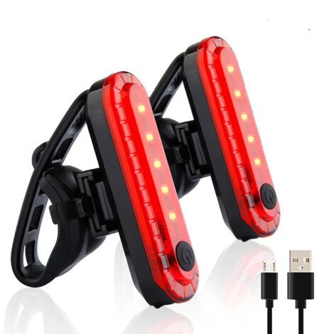 2 Pack Bike Tail Lights, Bike Rear Lights for Night Riding, Bike Tail Lights with Long Battery Life, Easy to Install on Any Bike or Helmet, USB Rechargeable (Red) (1/5)