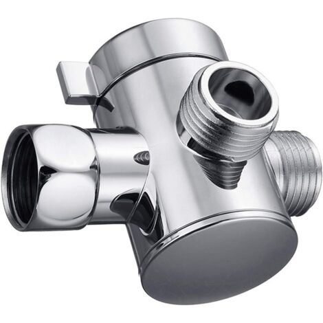 3-Way Shower Diverter Valve Mount G1/2 Handheld Shower Arm Diverter Splitter Polished Chrome Bathroom Shower System Replacement Part Attachment