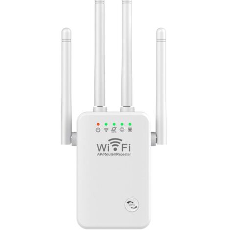 Repeteur WiFi sans fil 4 antennes 2.4G WiFi 300M Extender Amplificateur de signal longue portee Blanc (1/5)