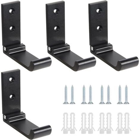 Foldable Wall Hooks, 4 Pieces Wall Mounted Helmet Mount, Invisible Coat Hooks, Aluminum Wall Hook, With Screws, Jacket Towel Hook (1/5)