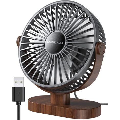 USB Fan, Quiet Mini Table Fan, 3-Speed Desk Fan, Easy to Carry Fan for Office, Home and Outdoors (Black) (1/5)