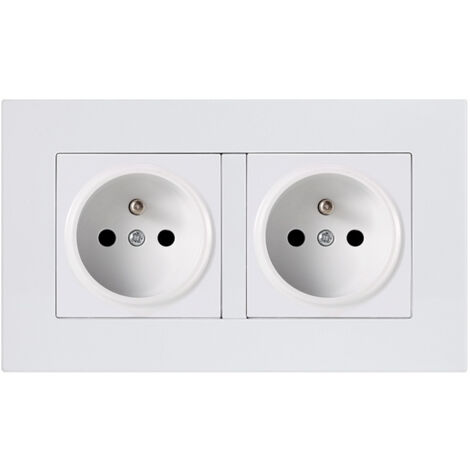 Double 2P+T 16A pre-wired socket White NPTERBL