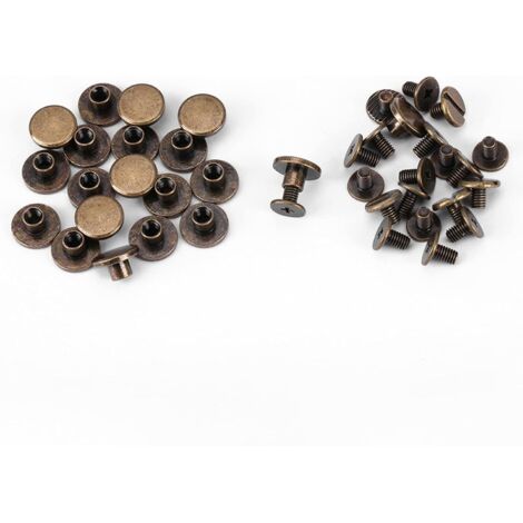 20pcs Leather Craft Rivets, Durable Brass Flat Head Screws Threaded Rivets Leather Craft Repair DIY Supplies for Belt Strap Handbag Purse Wallet Decoration (5mm)