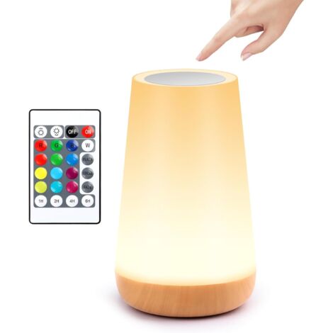 Tinor – Bedside lamp – LED night light with 13 colors changing – RGB touch control – USB rechargeable – 80 hours battery life – Mini size for kids/adults (1/5)