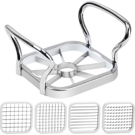 Potato Cutter-5in 1 Stainless Steel Potato Fruit Cutter Chipper Chopper Maker-Core Stainless Steel Apples Cut Pears