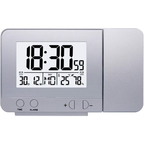 Digital Projector Alarm Clock with Ceiling Projection Powered by 2 AAA Batteries (Not Included) and Charging Cable for Bedroom Ceiling (1/5)