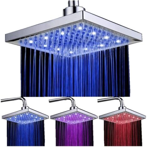 Tinor – Home temperature sensor control shower head – 3 color LED light – ABS material – Changes color with water temperature – Square design (1/5)