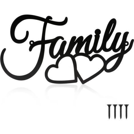 Family Metal Wall Decor Sign, Black Metal Family Wall Art, Unique Steel Wall Decor,Hanging Decor for Home Decorations (15.7" x 7.8")