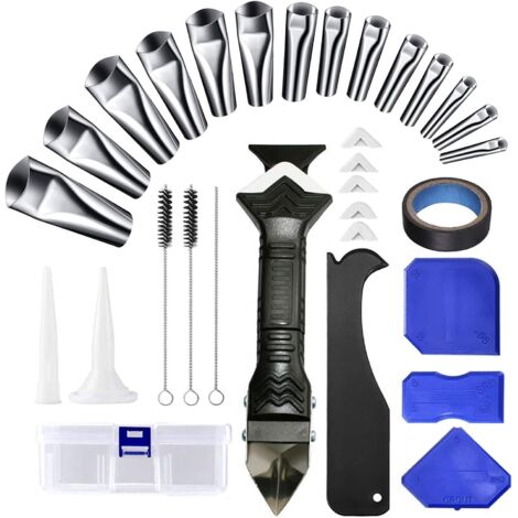 Silicone Joint Straightener, 31pcs Suit, Caulking Glass Glue Corner Scraper, Silicone Sealant Finishing Tool Grout Scraper, Silicone Caulk Nozzle Tool (1/5)