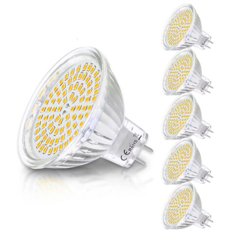 MR16 GU5.3 12V LED Bulbs, Warm White 2800K, 4W Equivalent to 40W Halogen Lamp, 450LM, 120° Angle, Non Dimmable LED Spot Light Bulbs, Pack of 6 (1/5)