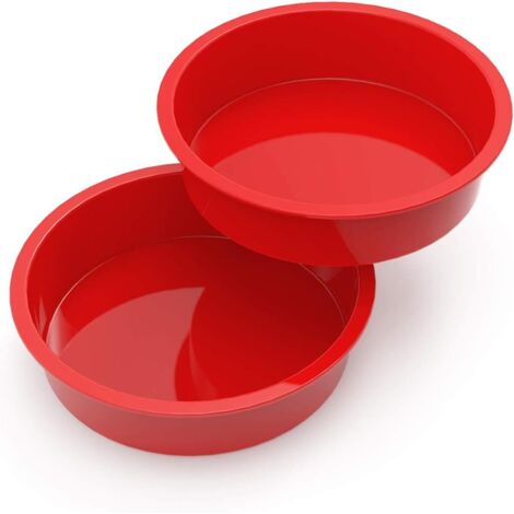 2pcs Round Silicone Cake Mold, 20cm Silicone Layer Cake Mold, Non-Stick Silicone Cake Mold for Cake, Mousse, Cheesecake, Dessert (1/5)