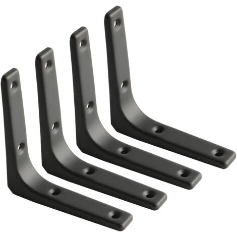Wall Shelf Bracket, Matte Black Metal Bracket, Metal Shelf Bracket for Kitchen Decoration, Heavy Duty Bracket, 100mm x 100mm, 4 Pack