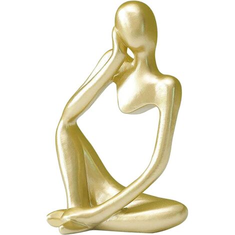 The Thinker Statue, Resin Thinker Sculpture, Abstract Statue, Modern Character Figurines, Home Decoration, Office, Desk, Ornament, Birthday Gifts, Gold Left (1/5)