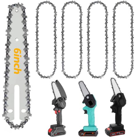 Pack 6 Inch Chainsaw Chains, Chainsaw Chains, 6 Inch Mini Chainsaw Chains, 1/4 Inch 3/8 Inch LP Chainsaw Chain for 7.25 Inch Bar - 37 Drive Links, 1.3mm - Low Kickback Chain (1/5)