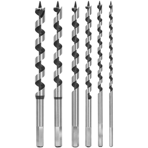 Auger Wood Drill Bit, 6 8 10 12 14 16mm Hex Shank Extra Long Wood Twist Auger Drill Bits Set (1/5)
