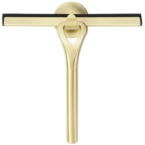 22cm Gold Shower Squeegee No Marks & Scratches, Glass Wiper with Suction Cup Hook for Cleaning Bathroom Mirror, Floors, Desks, Windows, Glass