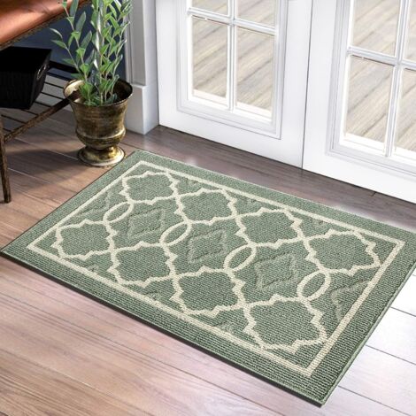Dust Proof Door Mat, Indoor and Outdoor Anti-Slip Dirty Door Mat, Super Absorbent Floor Mat, Machine Washable Door Mat (Green, 50 x 80 cm)