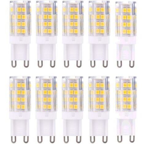 G9 LED lamps, warm white 3000 K, 5 W. Light equivalent to 40 W 420 lumen halogen lamps not dimmable, set of 10