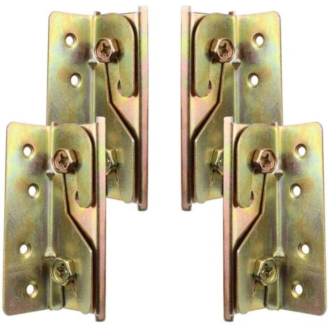 Set of 4 Heavy Duty Rust Resistant Bed Rail Brackets No Mortise with Screws