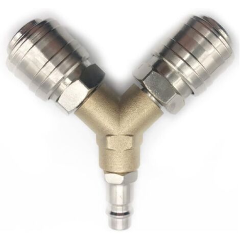 Compressed Air Distributor, 1/4 Compressed Air Fitting 3-Way Quick Release Compressed Air Connector with Male Thread Y Distributor (1/5)