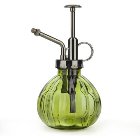 Plant Mister, 200ML Vintage Glass Spray Bottle with Pressure Pump, Fine Mist Sprayer for Indoor House Plants, Small Decorative Garden Plant Gift, Watering Can Spritzer for Flower - Green